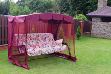 Садовые качели Olsa Турин-2 С914 с тентом, противомоскитной сеткой, регулируемой спинкой, подголовником, двумя подушками